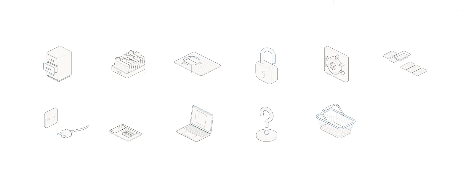 Line illustrations for empty, blocked and error states