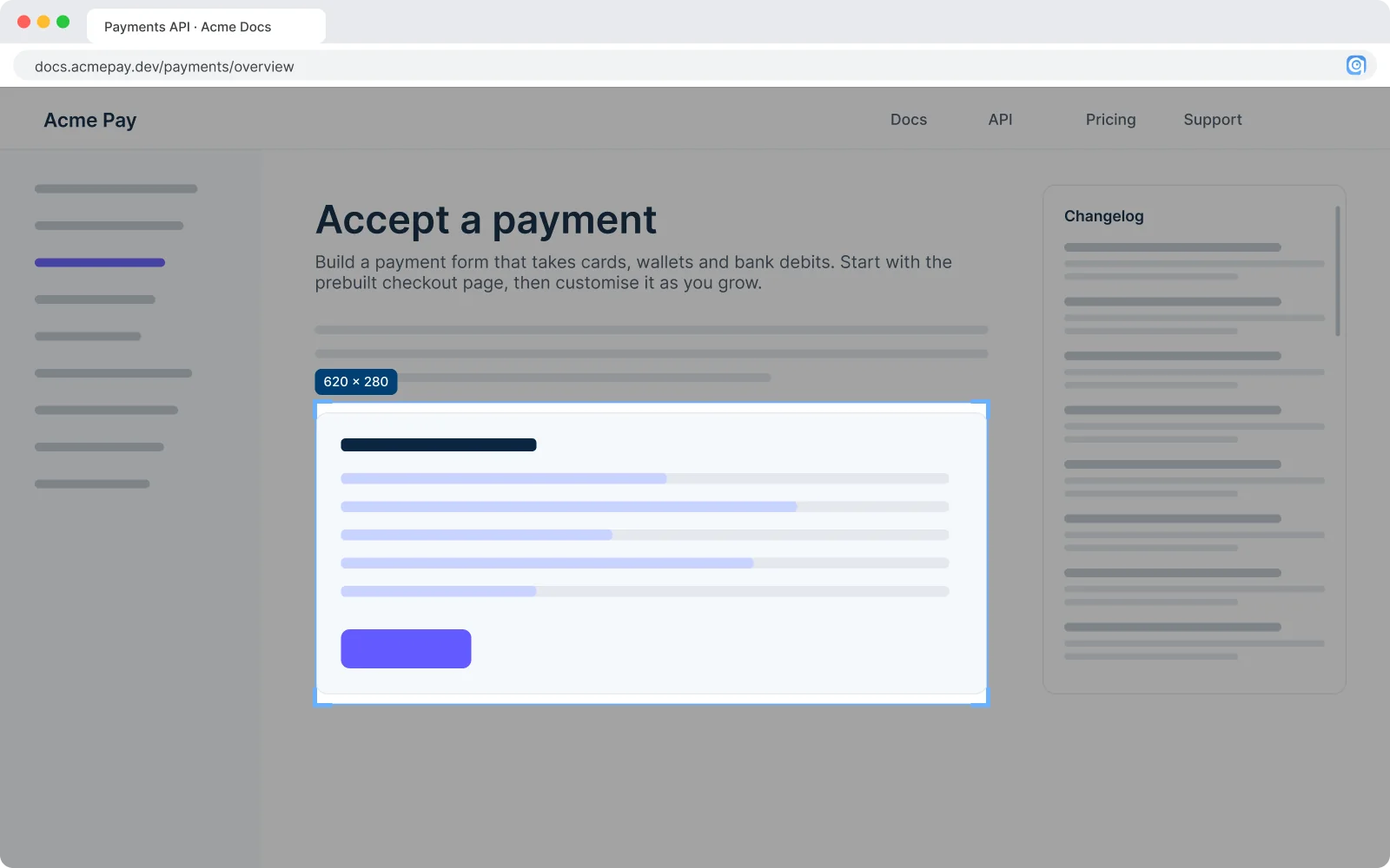 Overlay: dragging a region over a payment page