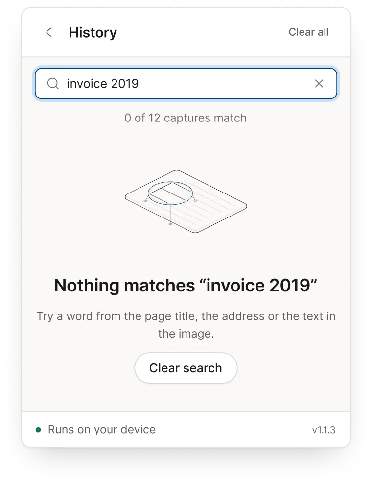 Popup history search with no matching captures