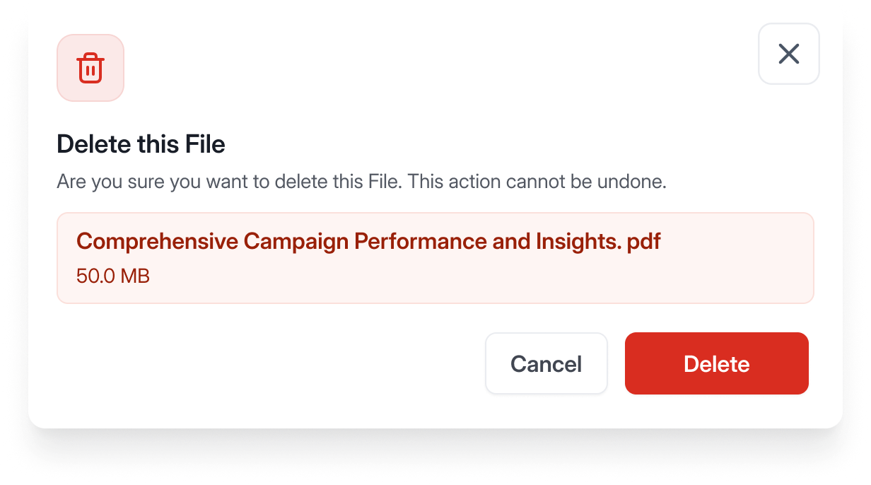 LitBox Delete this File confirmation modal