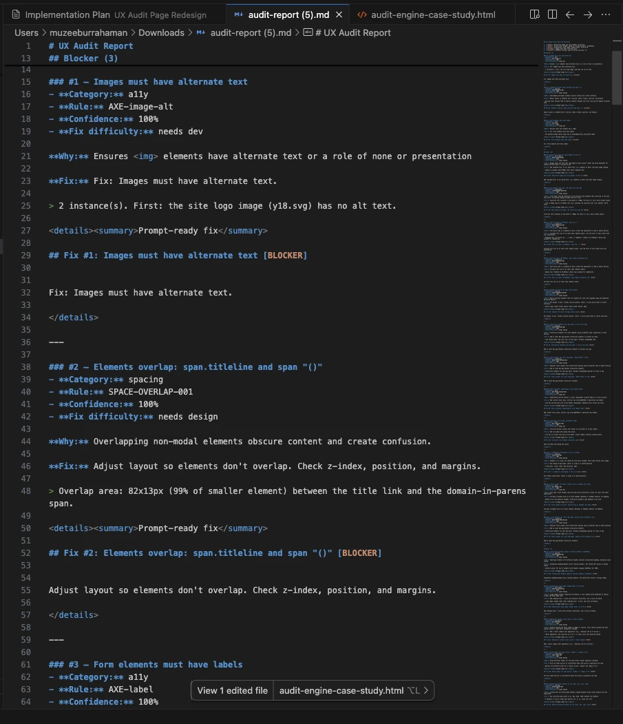 audit-report.md open in an editor