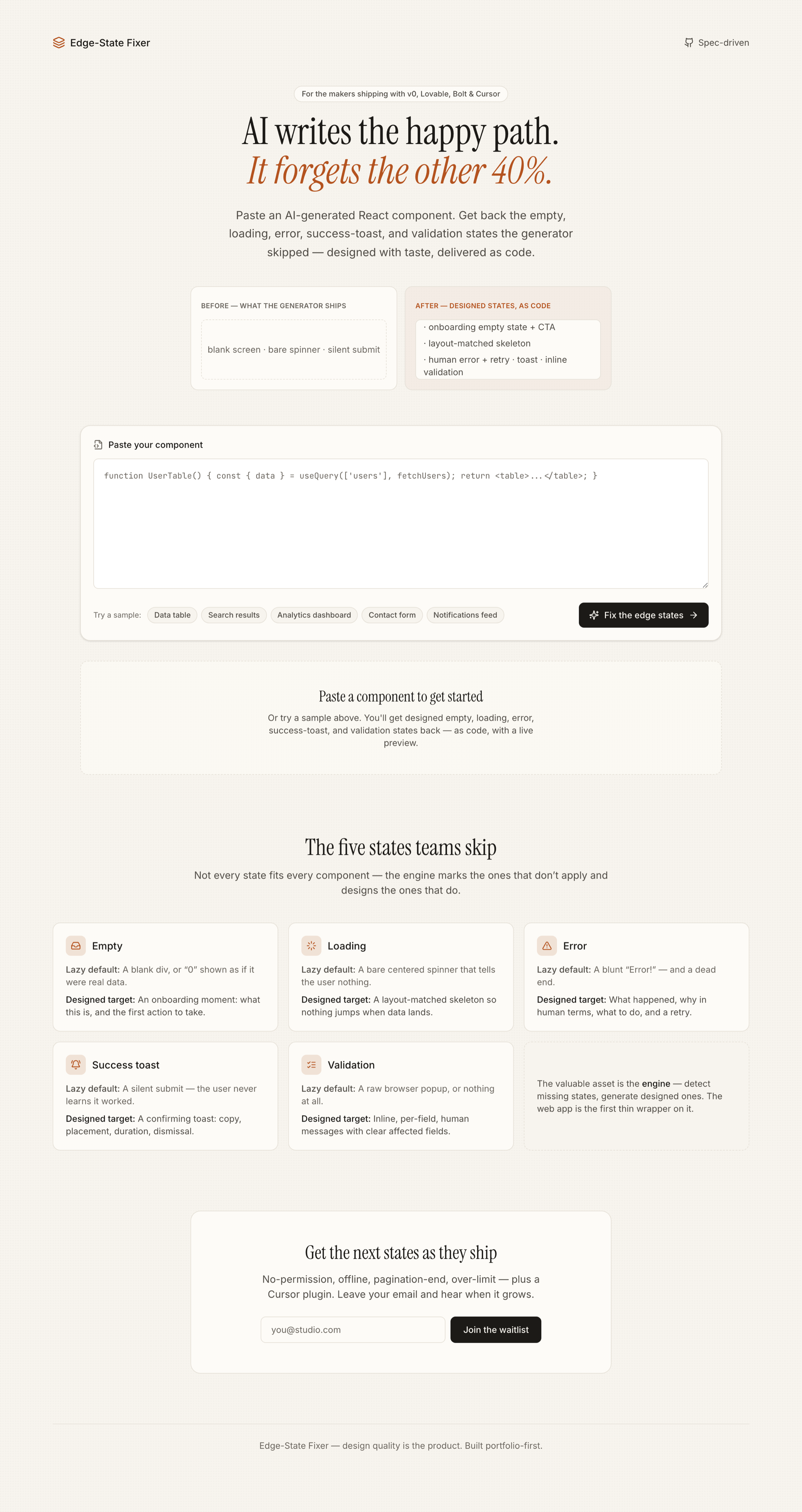Edge-State Fixer landing page