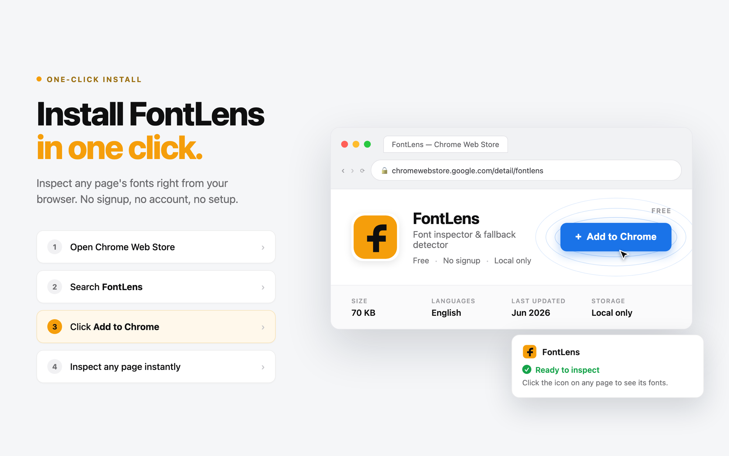 Clean install and empty-state screen for FontLens